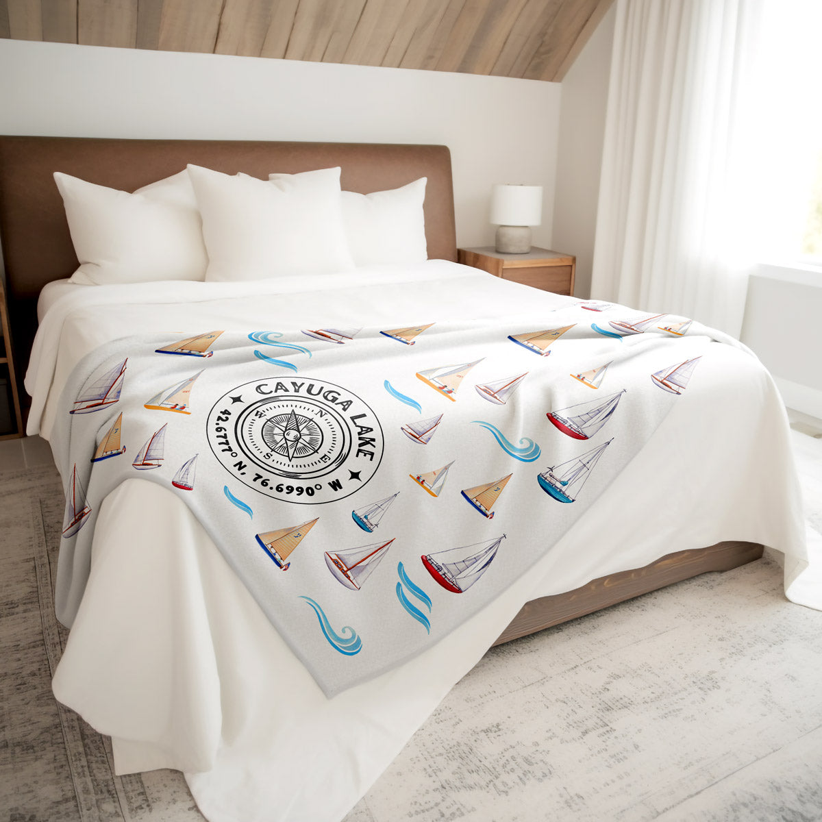 Sailboats Light Fleece Throw Blanket - Customize to your lake