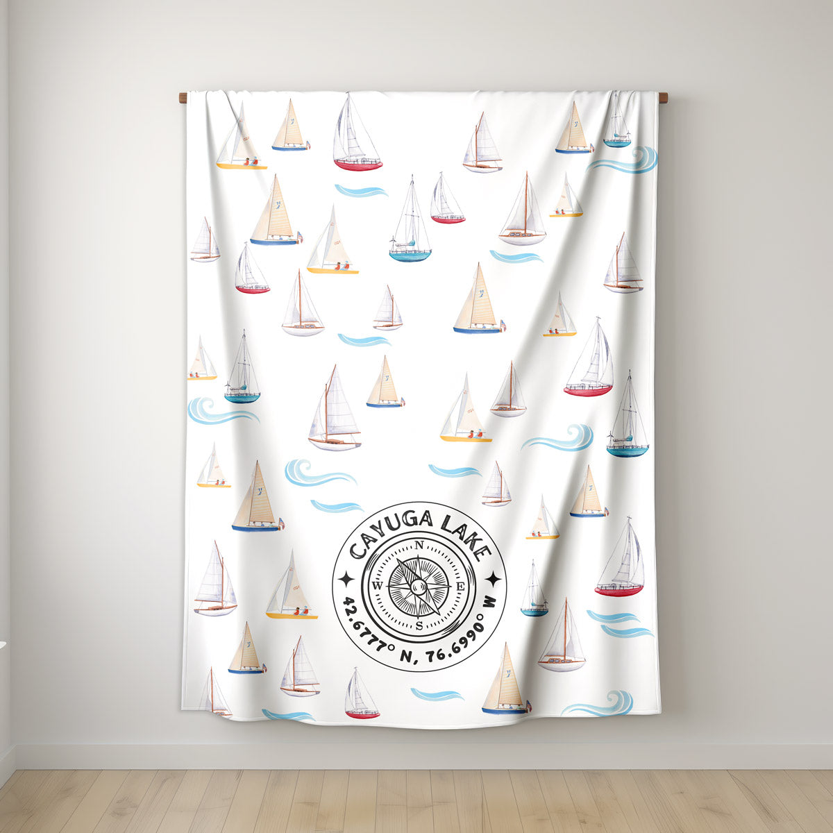 Sailboats Light Fleece Throw Blanket - Customize to your lake
