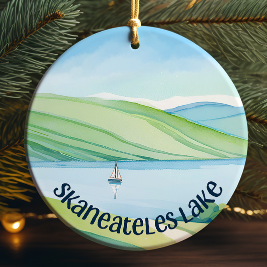 Skaneateles Lake Day Sail Porcelain Ornament