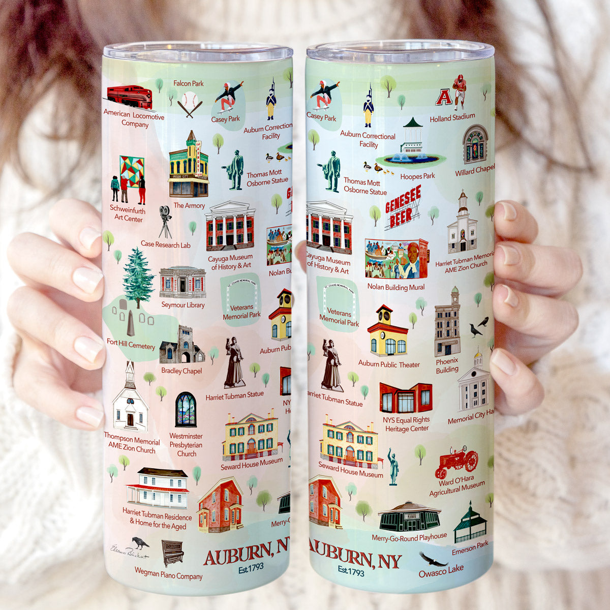Auburn Historical Landmarks Skinny Coffee Stainless Steel Tumbler