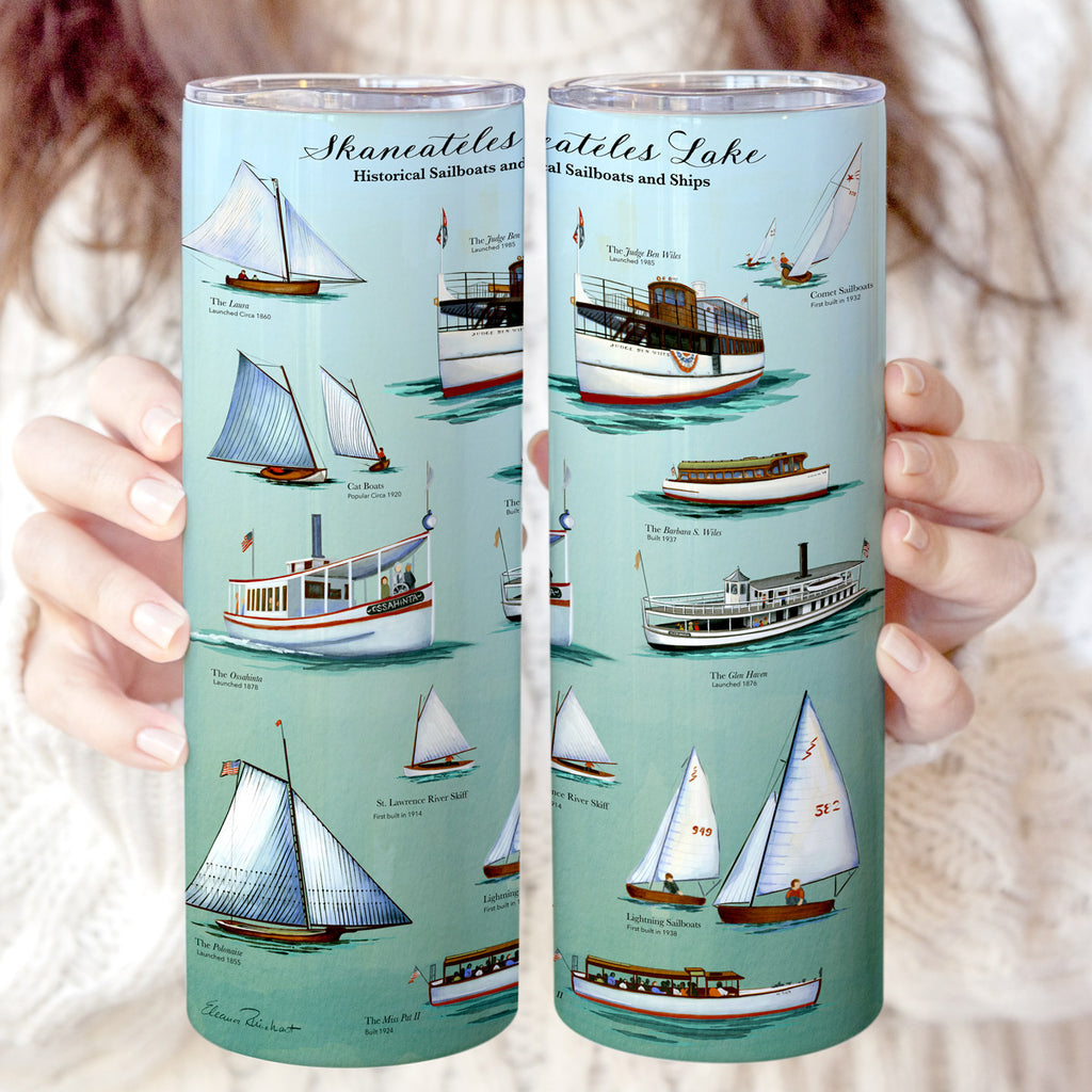 Skaneateles Historical Ships and Sailboats Skinny Coffee Stainless Steel Tumbler