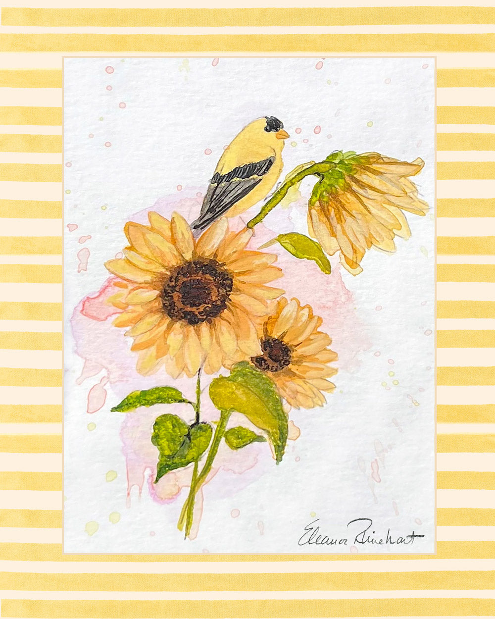 Goldfinch and Sunflower Bouquet - Fine Art Print