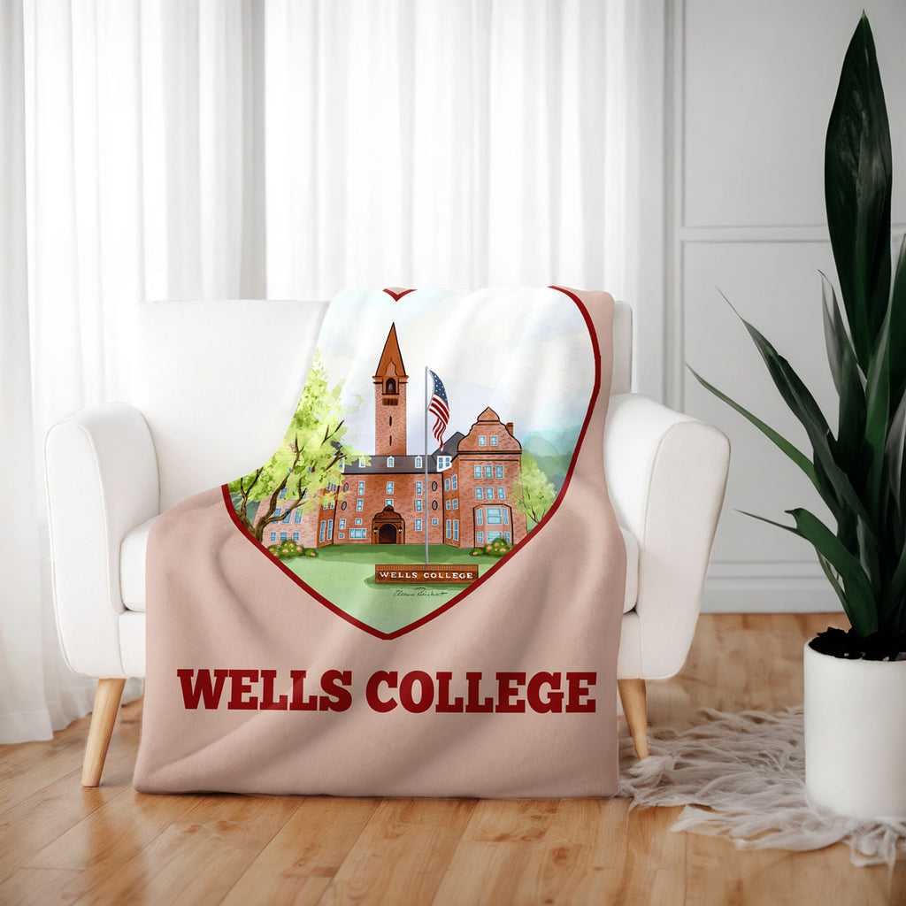 Wells College Dusty Rose Sherpa Blanket 50"x60"