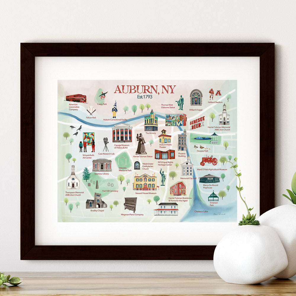 Auburn, NY Historical Landmarks Fine Art Print