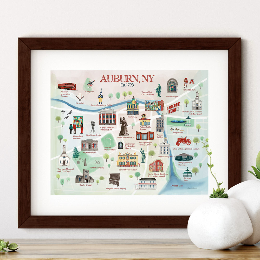 Auburn, NY Historical Landmarks Fine Art Print