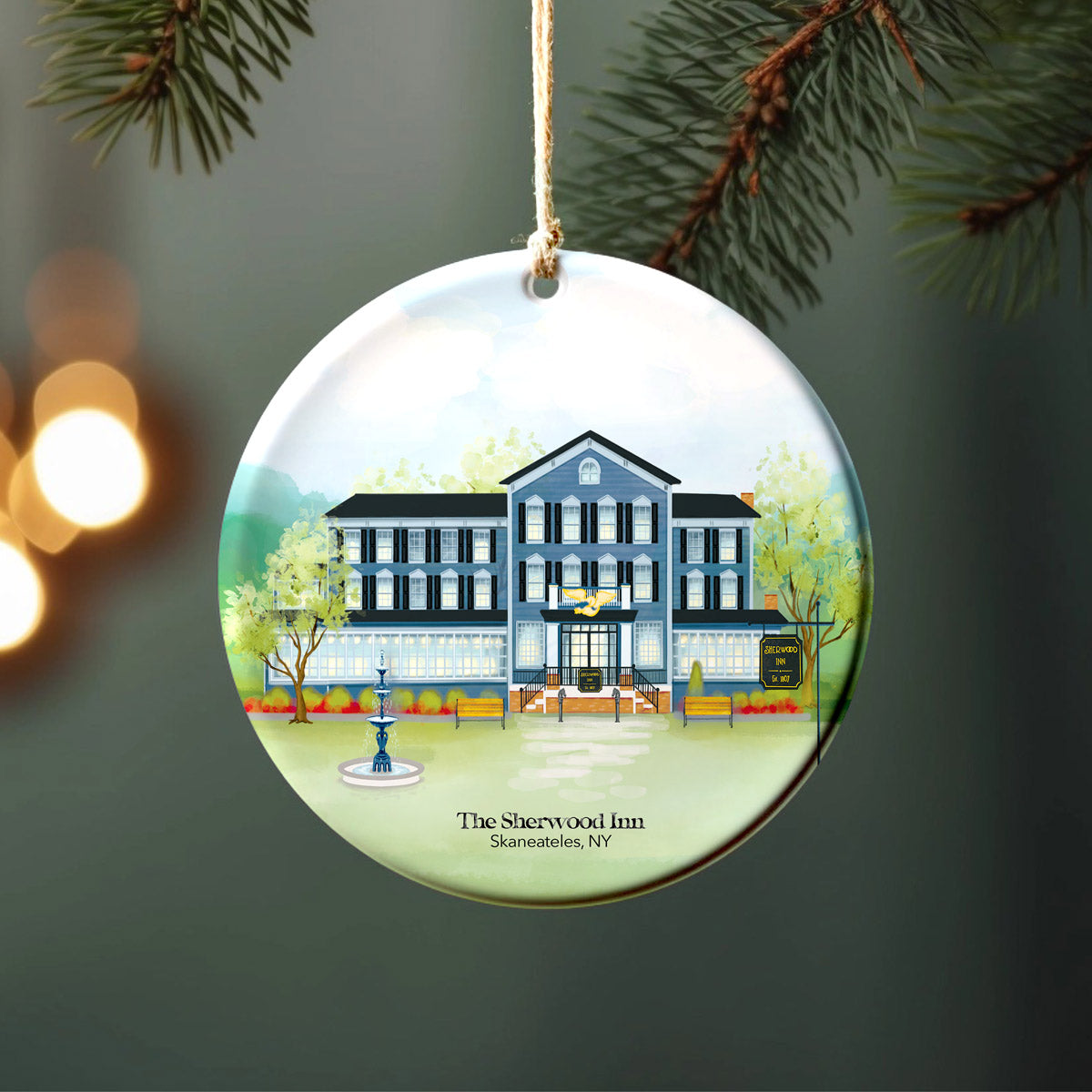 The Sherwood Inn Skaneateles Porcelain Ornament