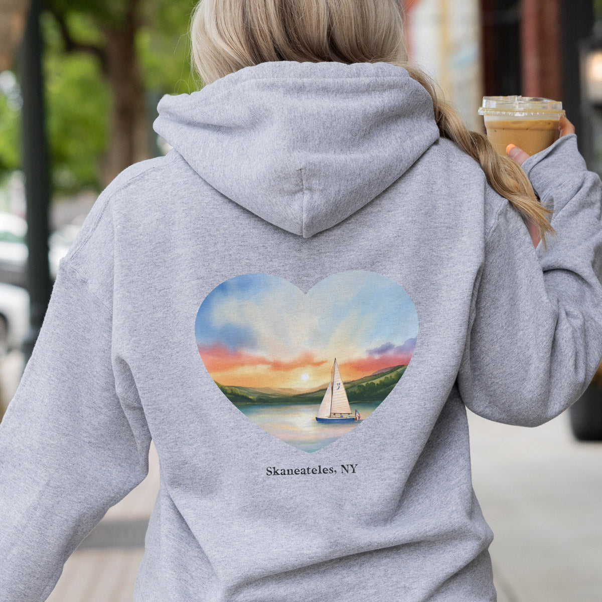 Skaneateles Lake Sunset - Cozy Unisex Sponge Fleece Pullover Hoodie