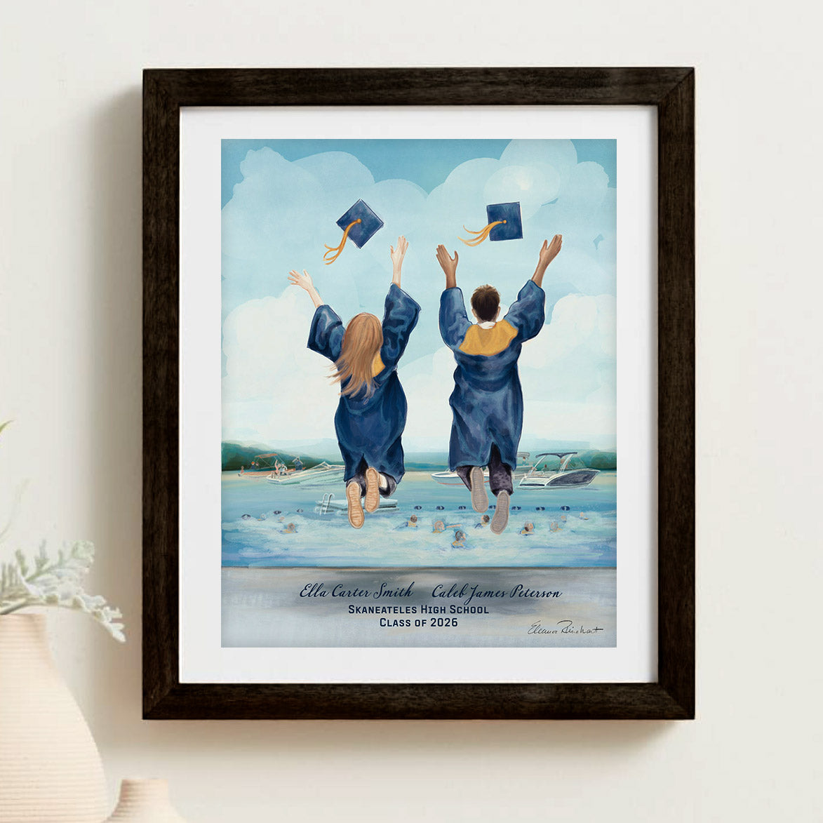 Customized Digital Watercolor Skaneateles Graduation Framed Artwork