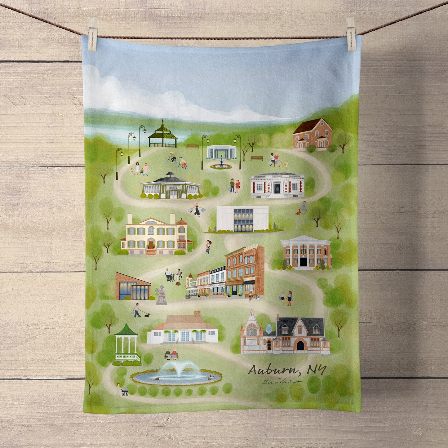 Auburn, NY Summer Tea Towel - Sample Sale