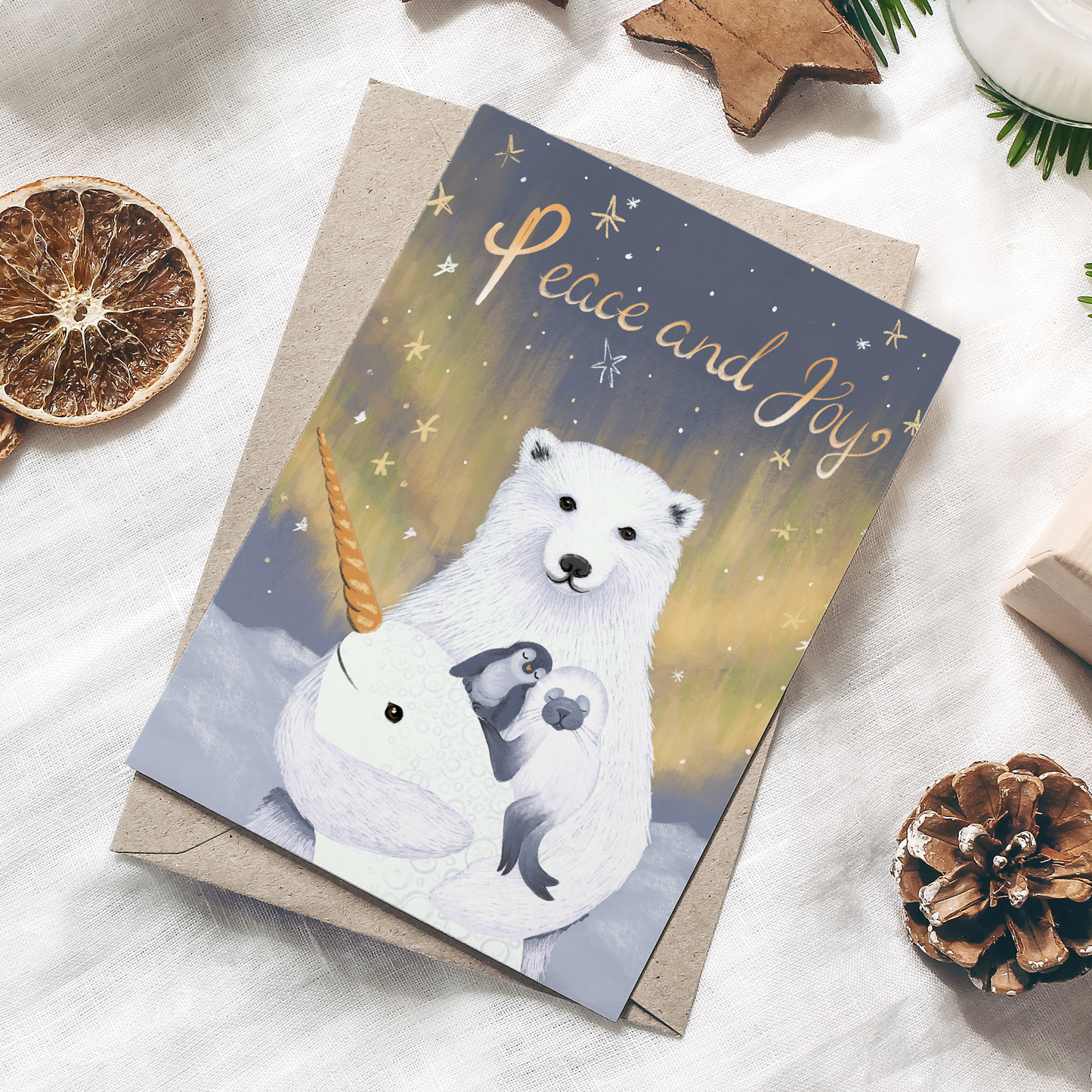 Arctic Animals Peace and Joy Greeting Cards *Custom Printed Item*