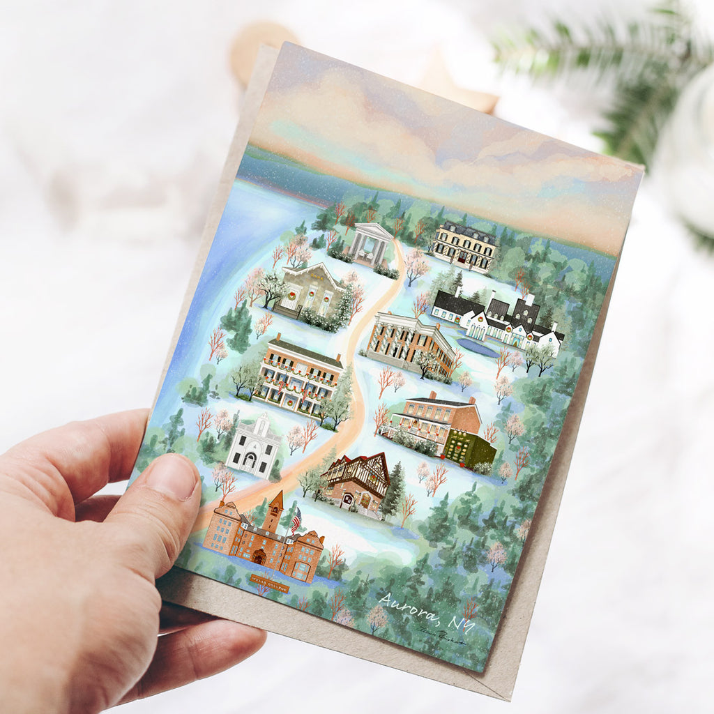 Aurora NY Christmas Folded Notecard Set