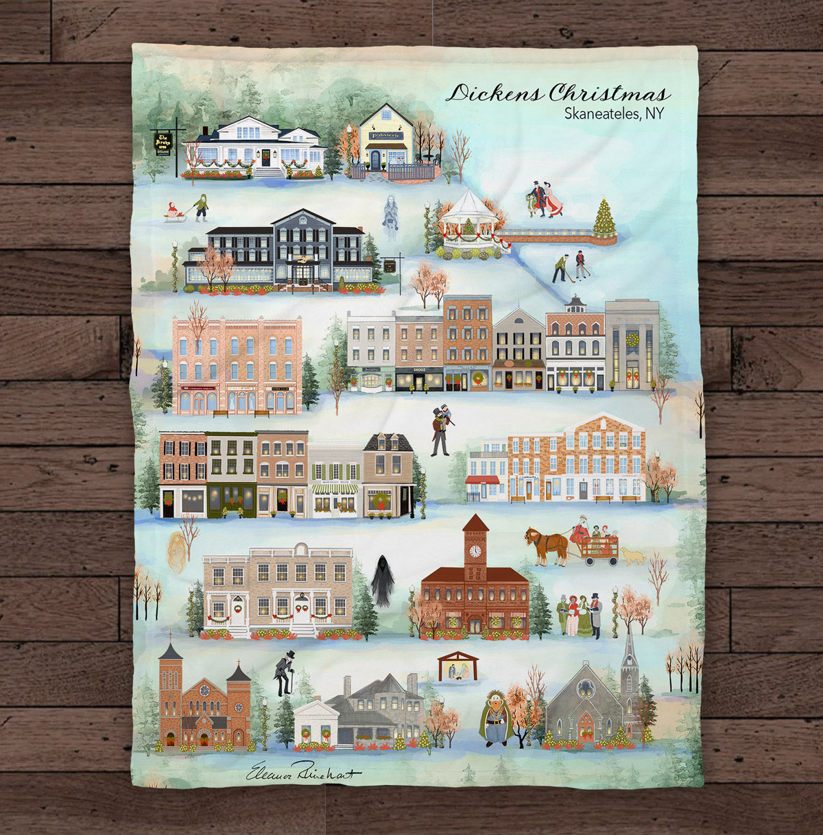 Dickens Christmas in Skaneateles - Sherpa Fleece Throw Blanket