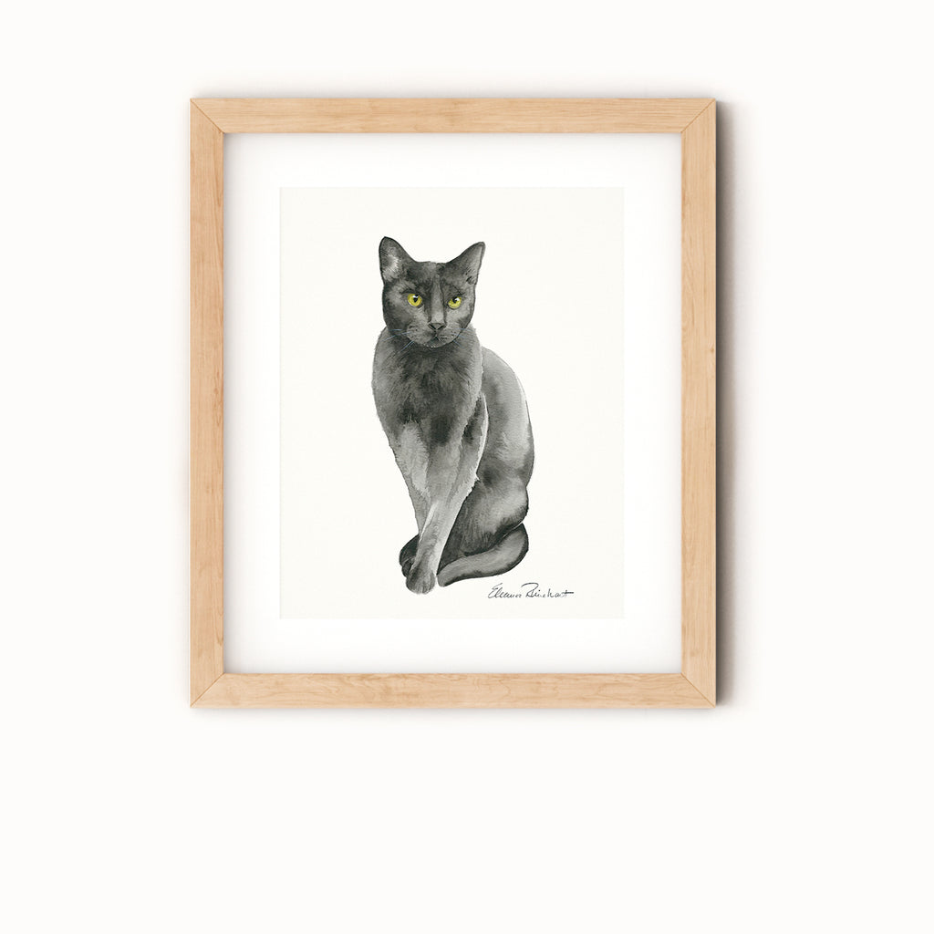 Black Cat Art Print, Halloween Decor