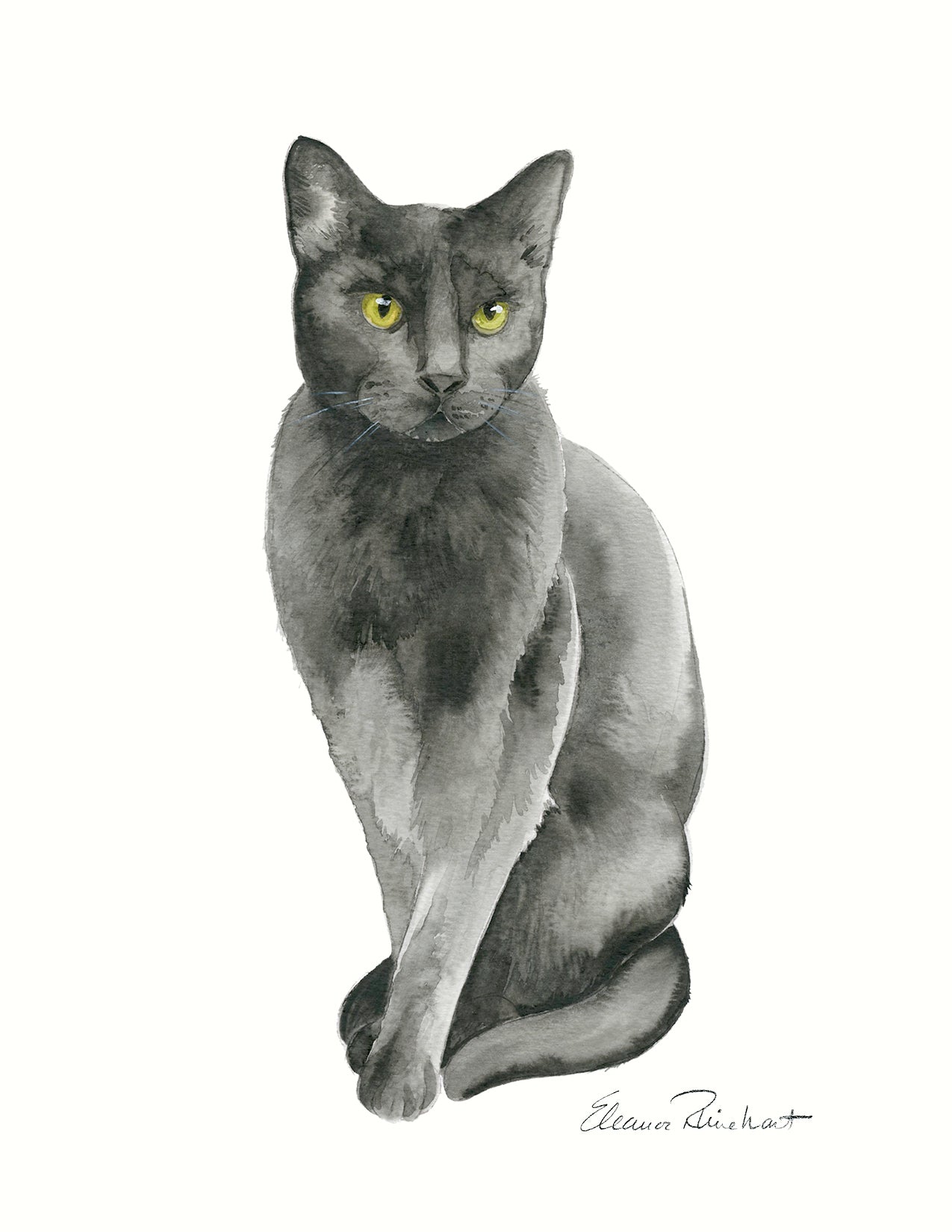 Black Cat Art Print, Halloween Decor
