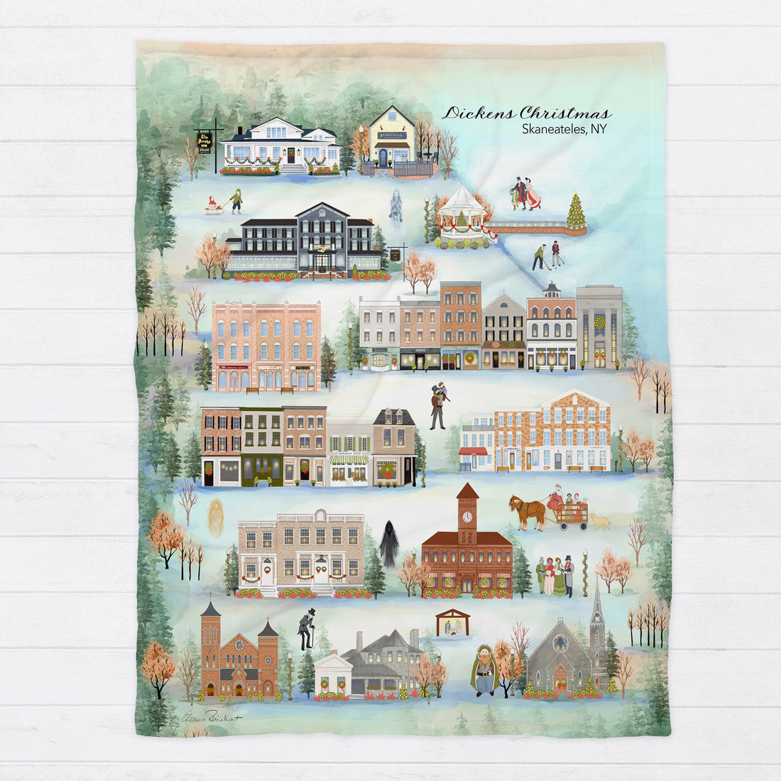 Dickens Christmas in Skaneateles - Sherpa Fleece Throw Blanket