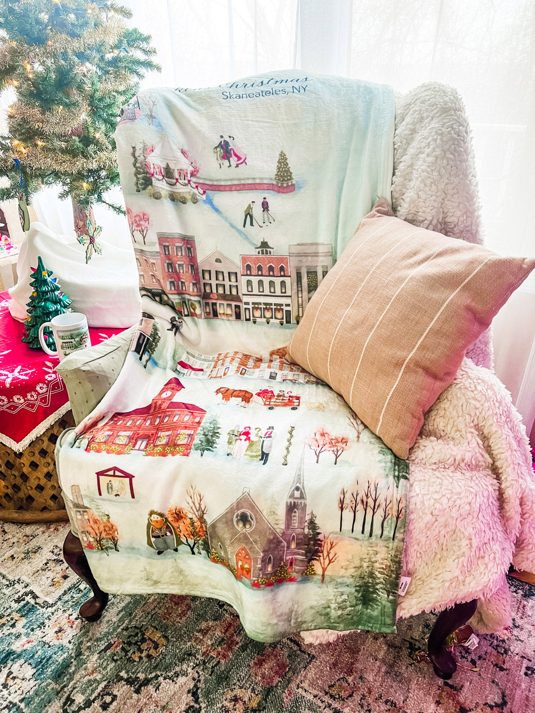 Dickens Christmas in Skaneateles - Sherpa Fleece Throw Blanket