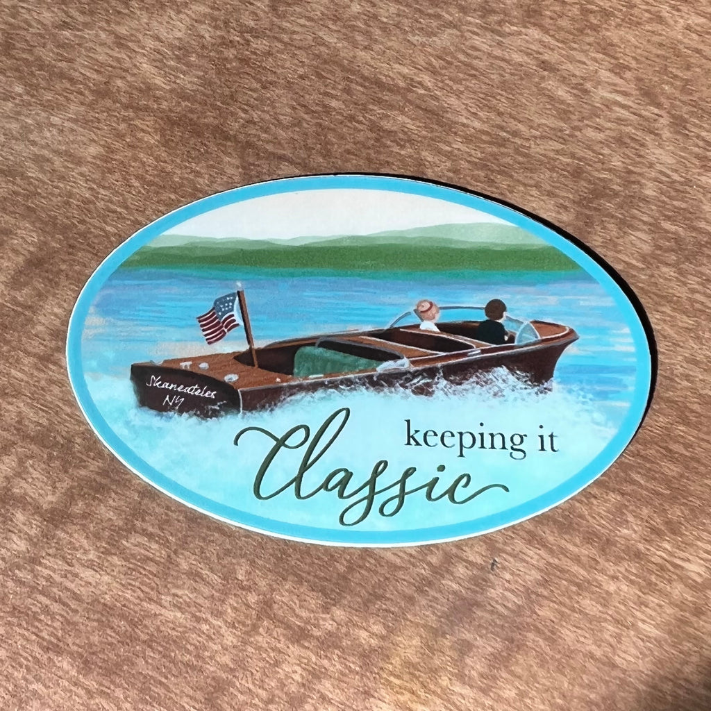 "Keeping it Classic" Boat Skaneateles Sticker