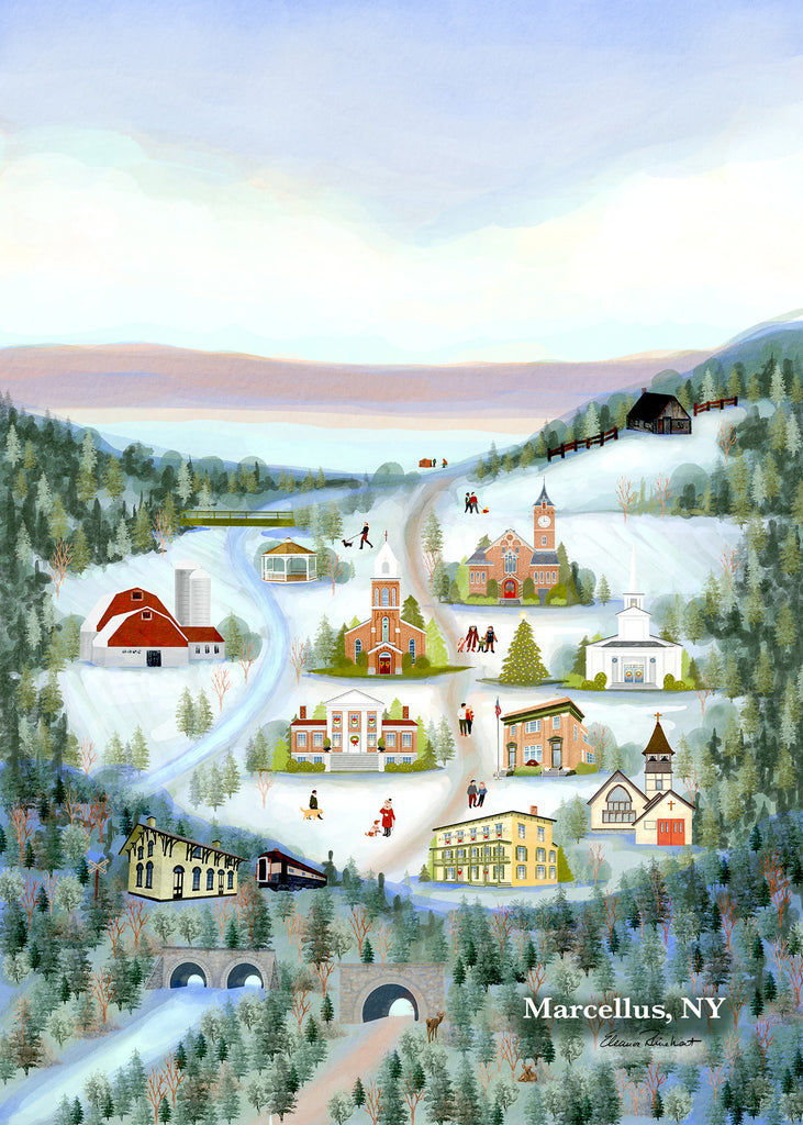 Marcellus, NY Christmas Fine Art Print, Holiday or Christmas Decor