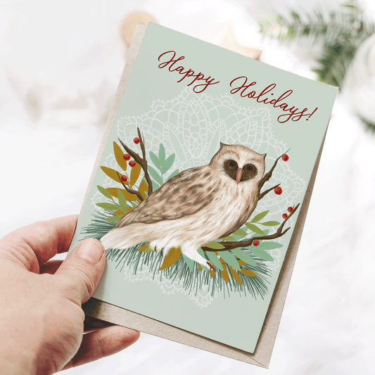 Holiday Owl Greeting 5x7 Greeting Card