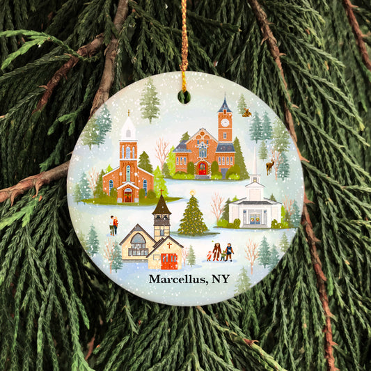 Marcellus Churches Porcelain Ornaments