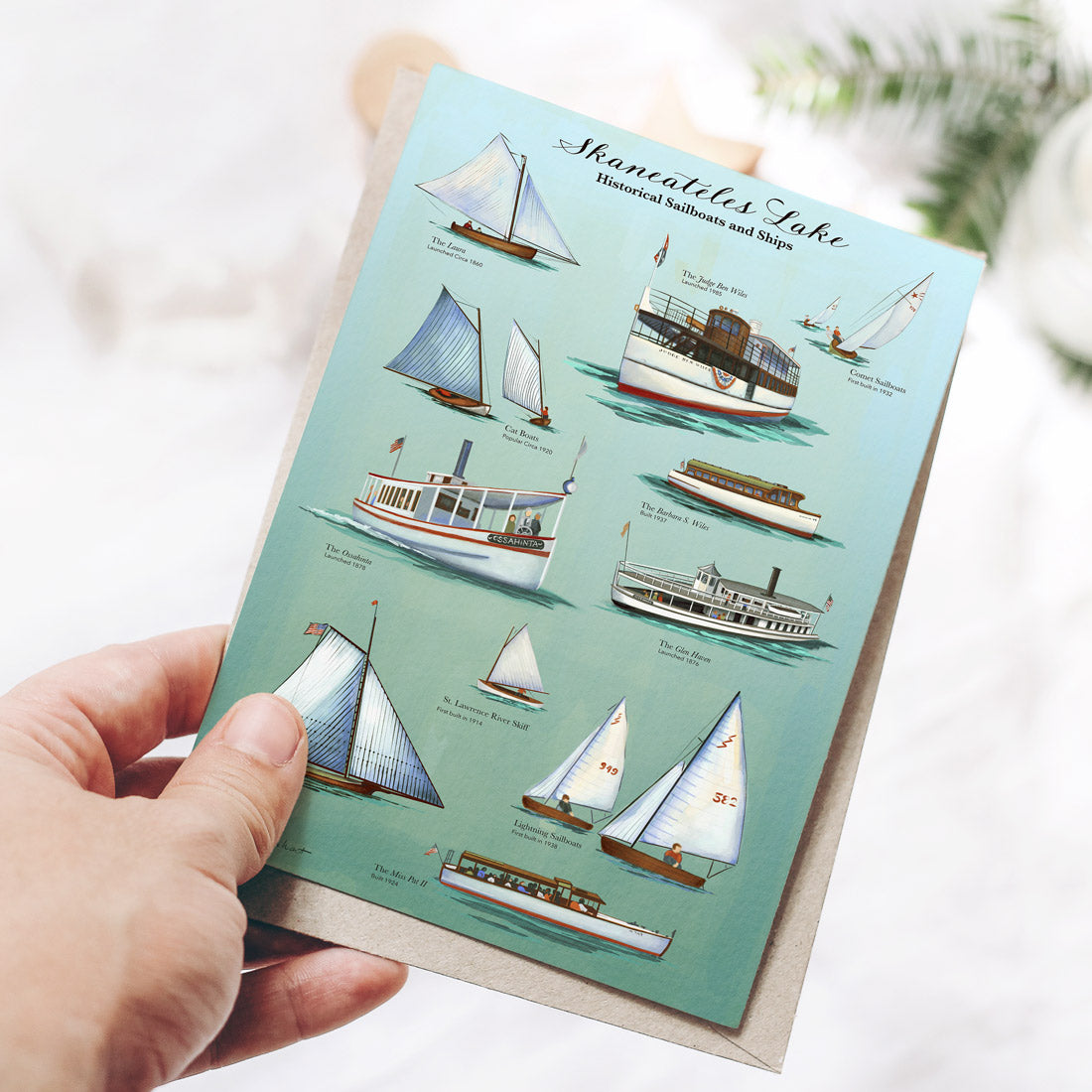 Skaneateles Lake Historical Ships and Sailboats Folded Greeting Cards