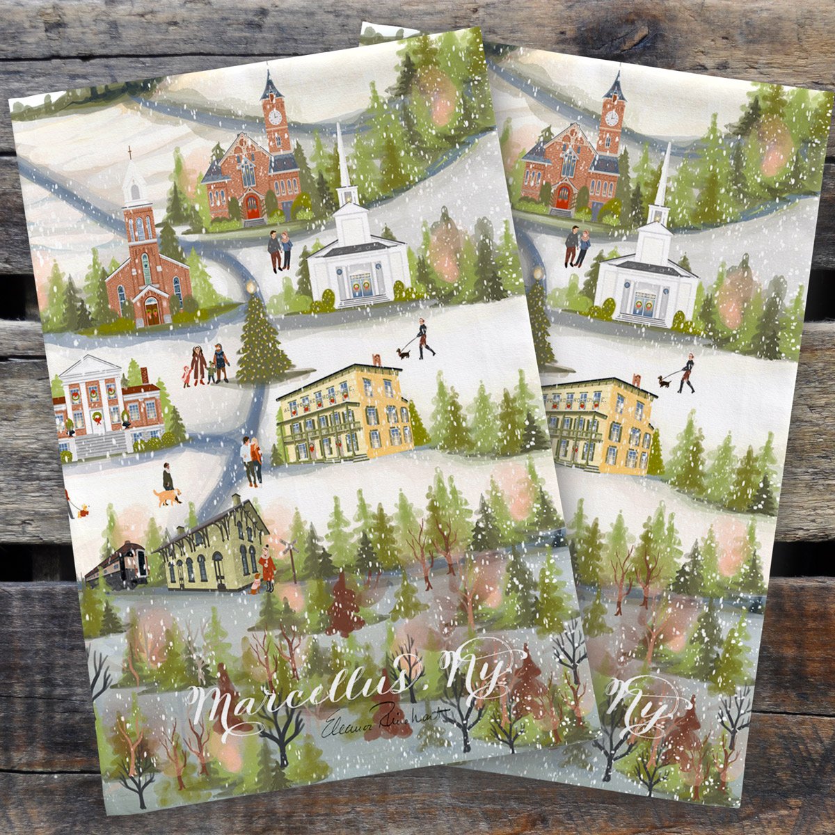 Marcellus, NY Christmas Tea Towels - SALE